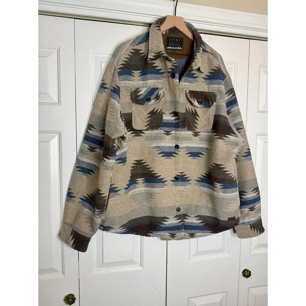 JACHS Men's PREMIUM OUTDOOR Southwestern Patterned Shirt Jacket Wool Blend